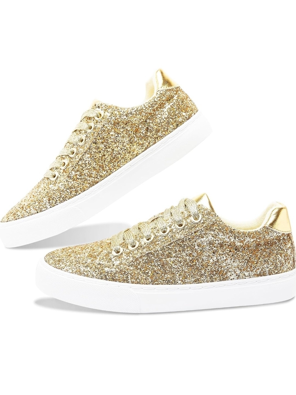 Gold Glitter Low-Top Women's Sneakers